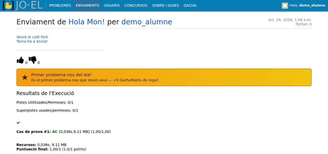 Enviament acceptat