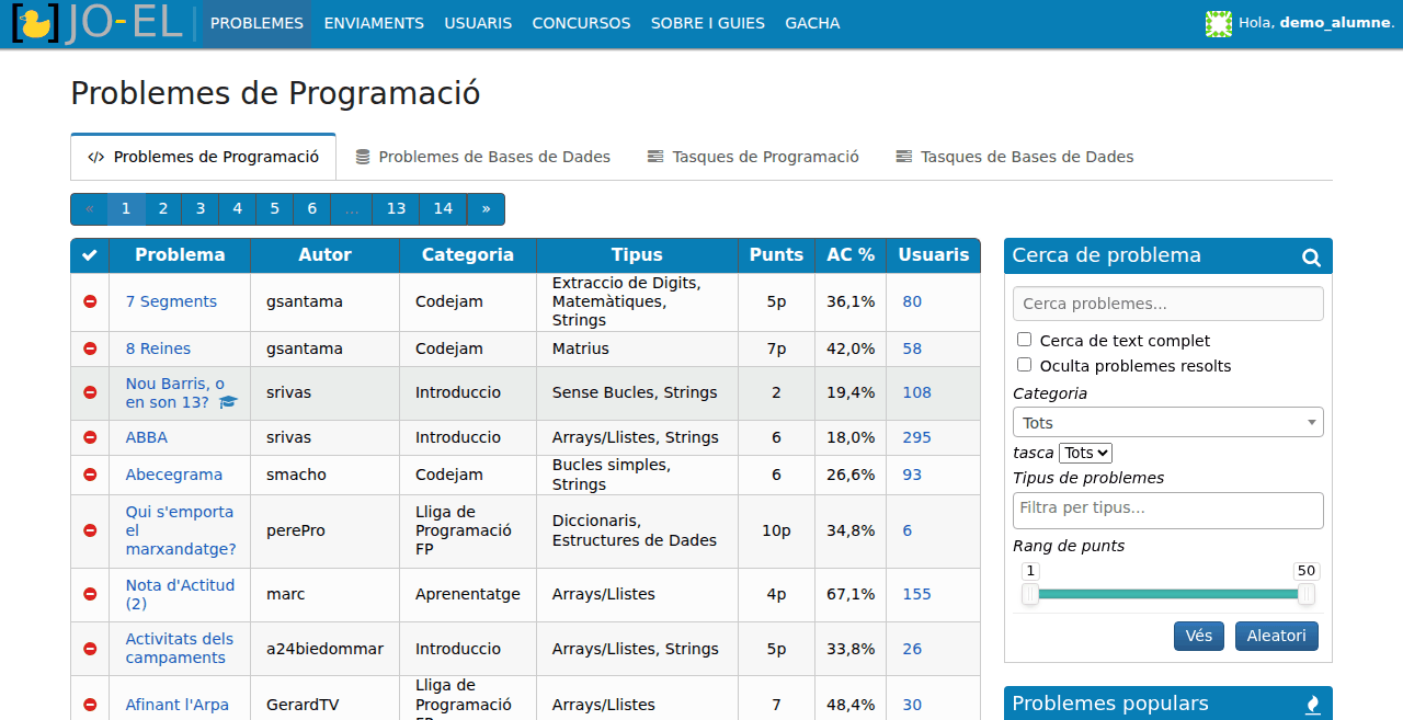 Llista de problemes